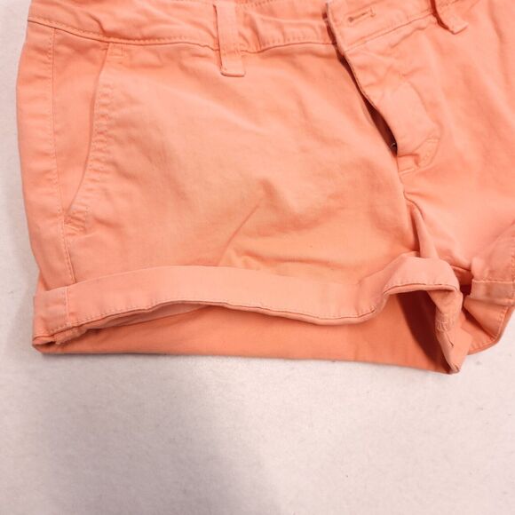 Victoria's Secret Button Zip Light Wash Chino Short Shorts Womens Size 4 Orange - Picture 6 of 10